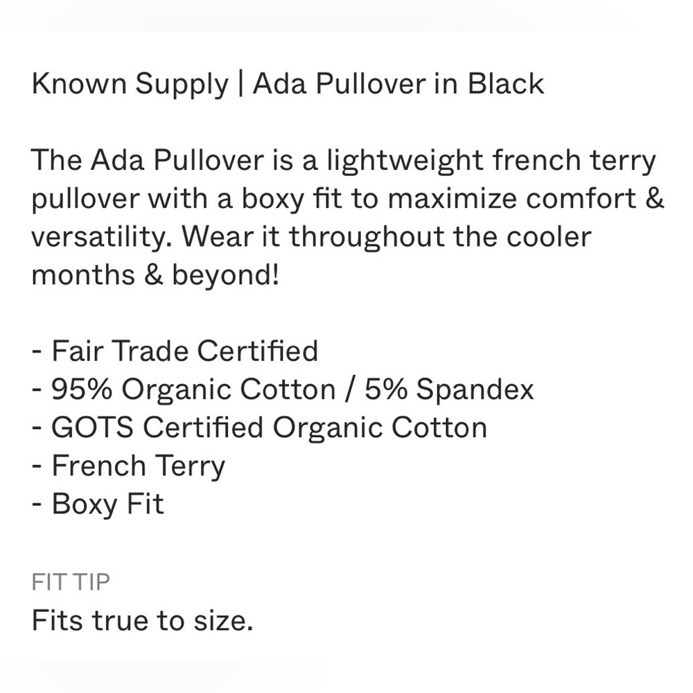 Known Supply Ada Pullover Sweater, XL, Black, Fair Trade, Organic Cotton, Boxy - Picture 3 of 10